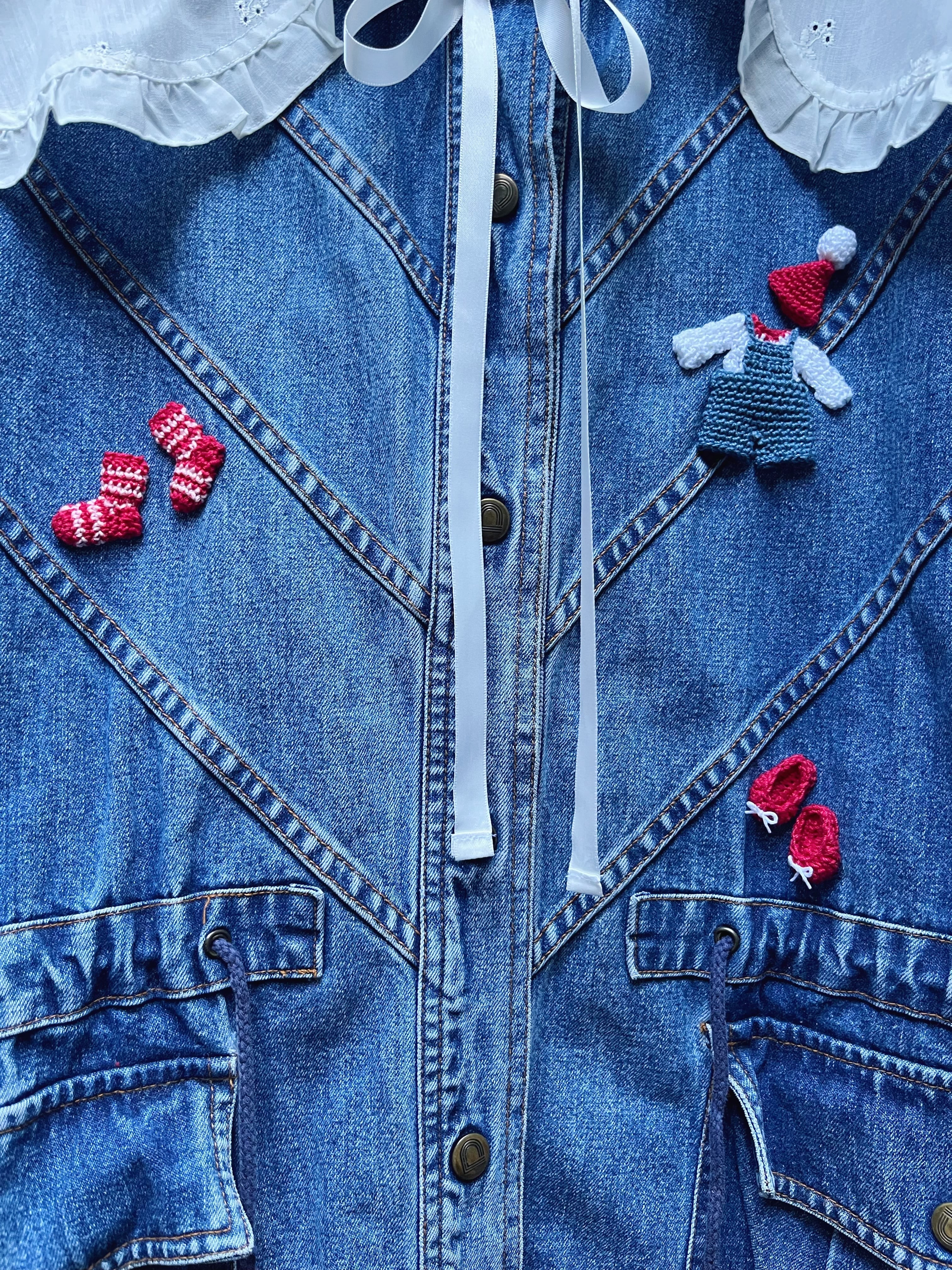 remake ✂︎ walking dwarf frill collar denim jacket