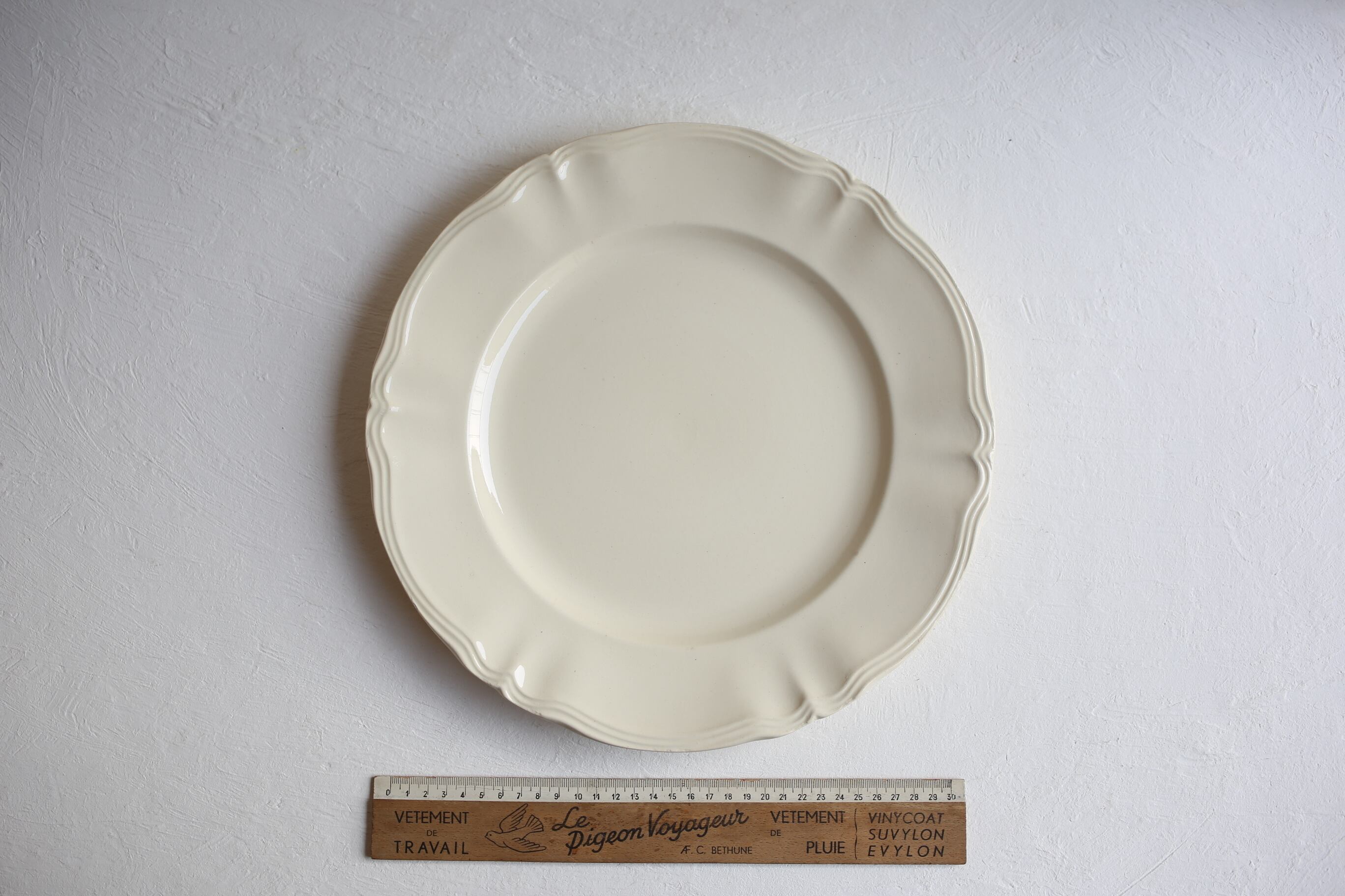 フランス アンティーク ヴィンテージ Sarreguemines サルグミンヌ 花リム 大皿33.5cm N-03025