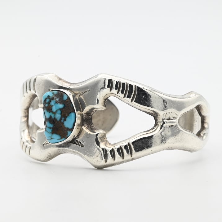 Spider Web Turquoise Top Open Work Bangle / USA