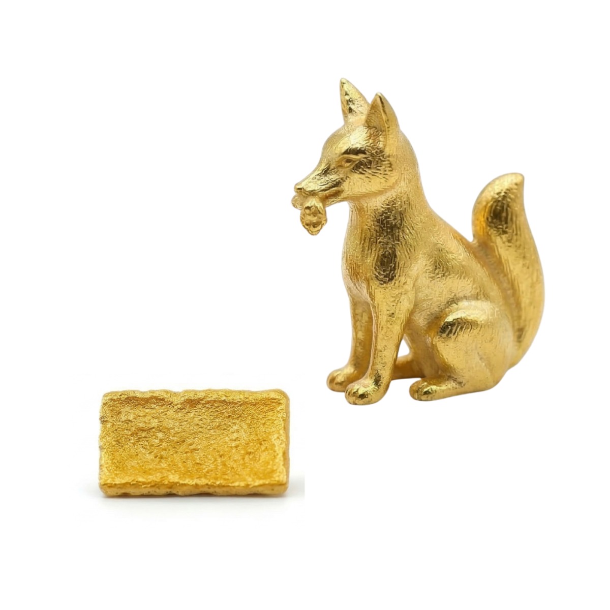 純金 『狐（きつね）』約1g/『油揚げ（あぶらあげ）』約1g セット