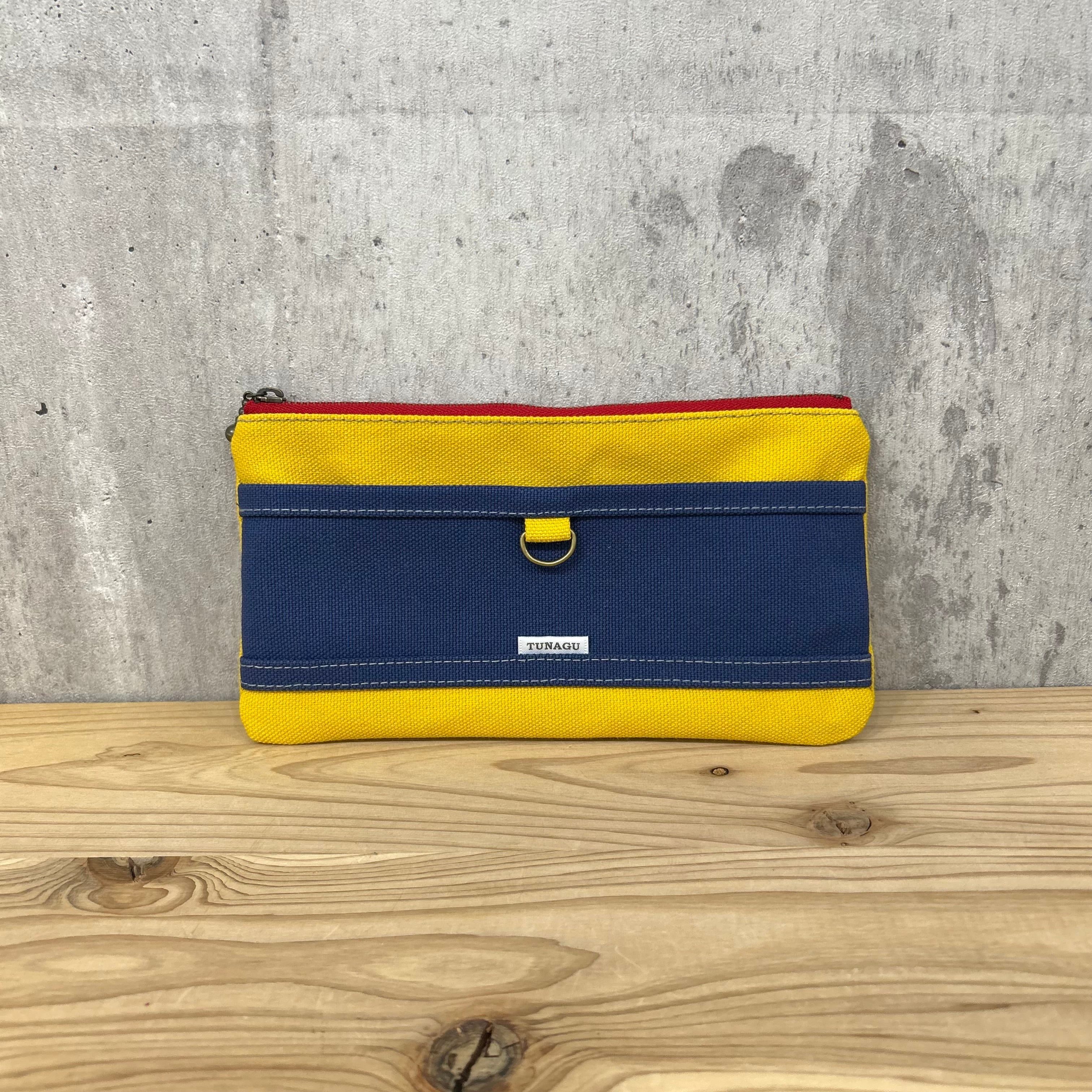 ▼Mulch Wallet pouch 【マスタード×紺】