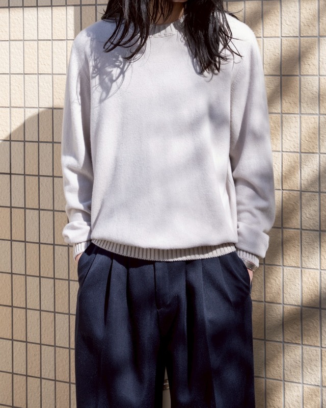 “GRAN SASSO” crew neck knit sweater / 100% cashmere / Made In ITALY