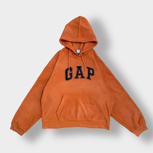 【GAP】パーカー プルオーバー 刺繍 ロゴ フーディー スウェット hoodie オレンジ 起毛 ギャップ US古着