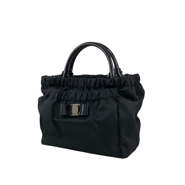 Salvatore Ferragamo サルヴァトーレ フェラガモ ハンドバッグ ブラック ナイロン 2way vintage ヴィンテージ オールド uazc8j