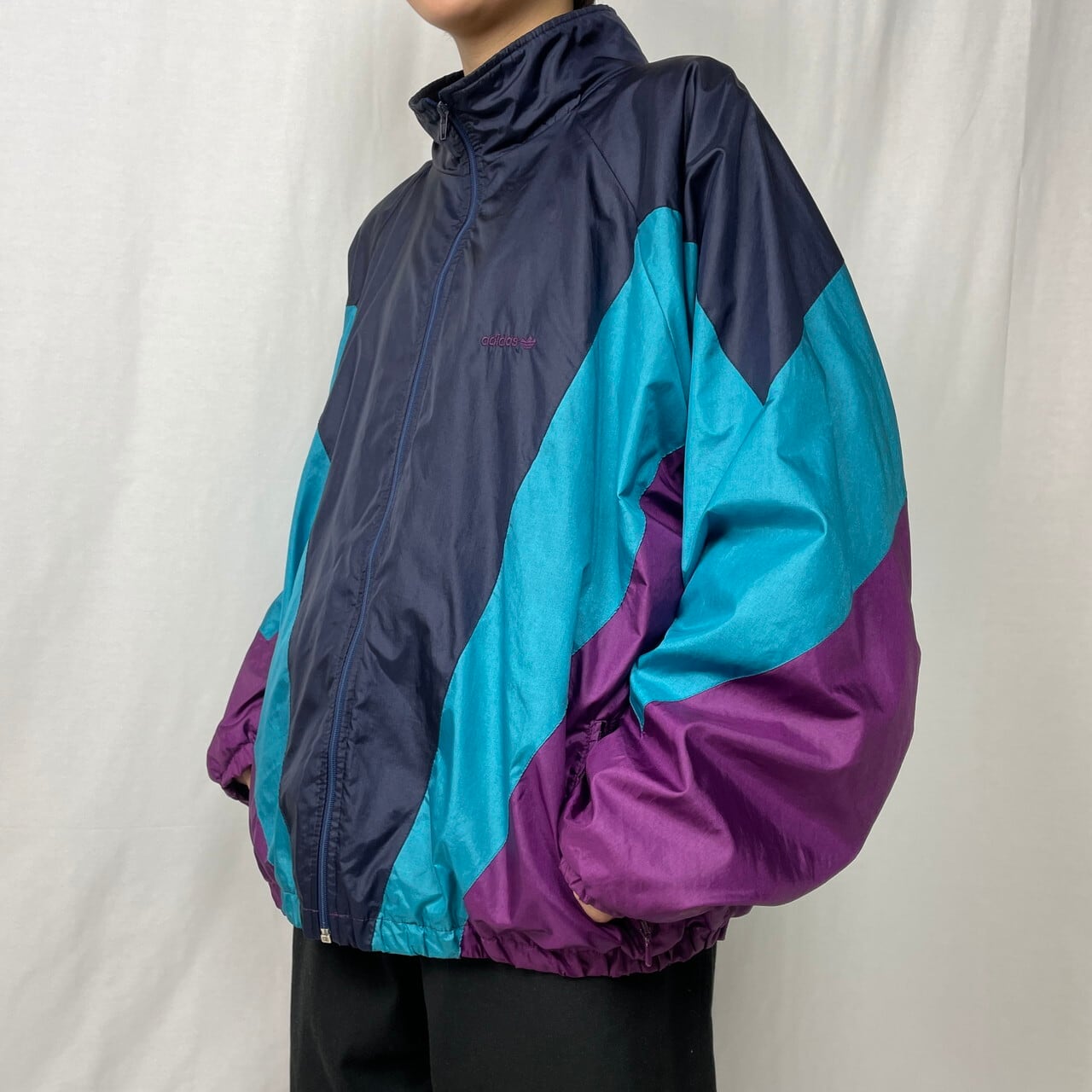 80年代 adidas アディダス ナイロン トラックジャケット メンズ2XL相当 