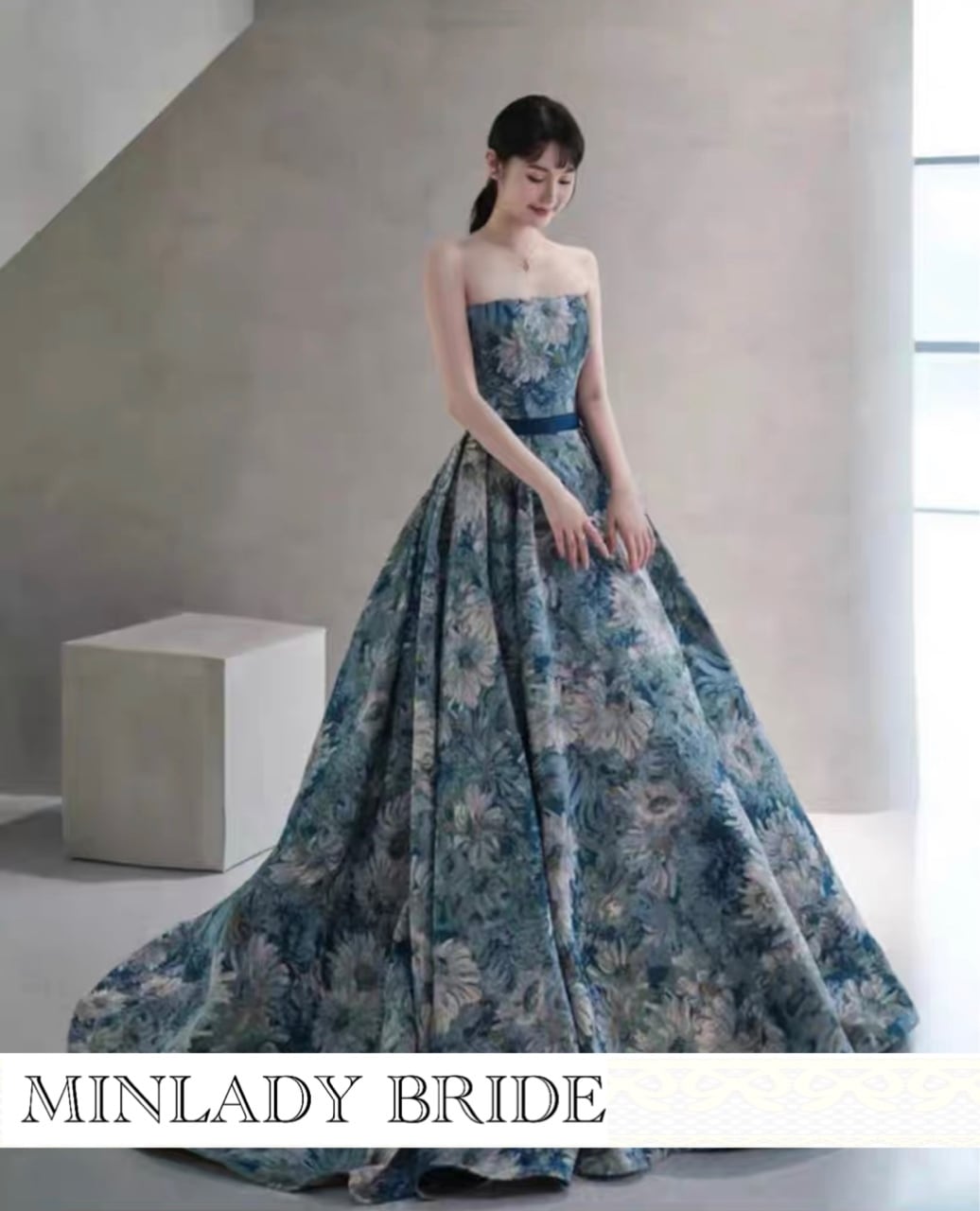 ピーコックブルー カラーウェディングドレス | MINLADY BRIDE