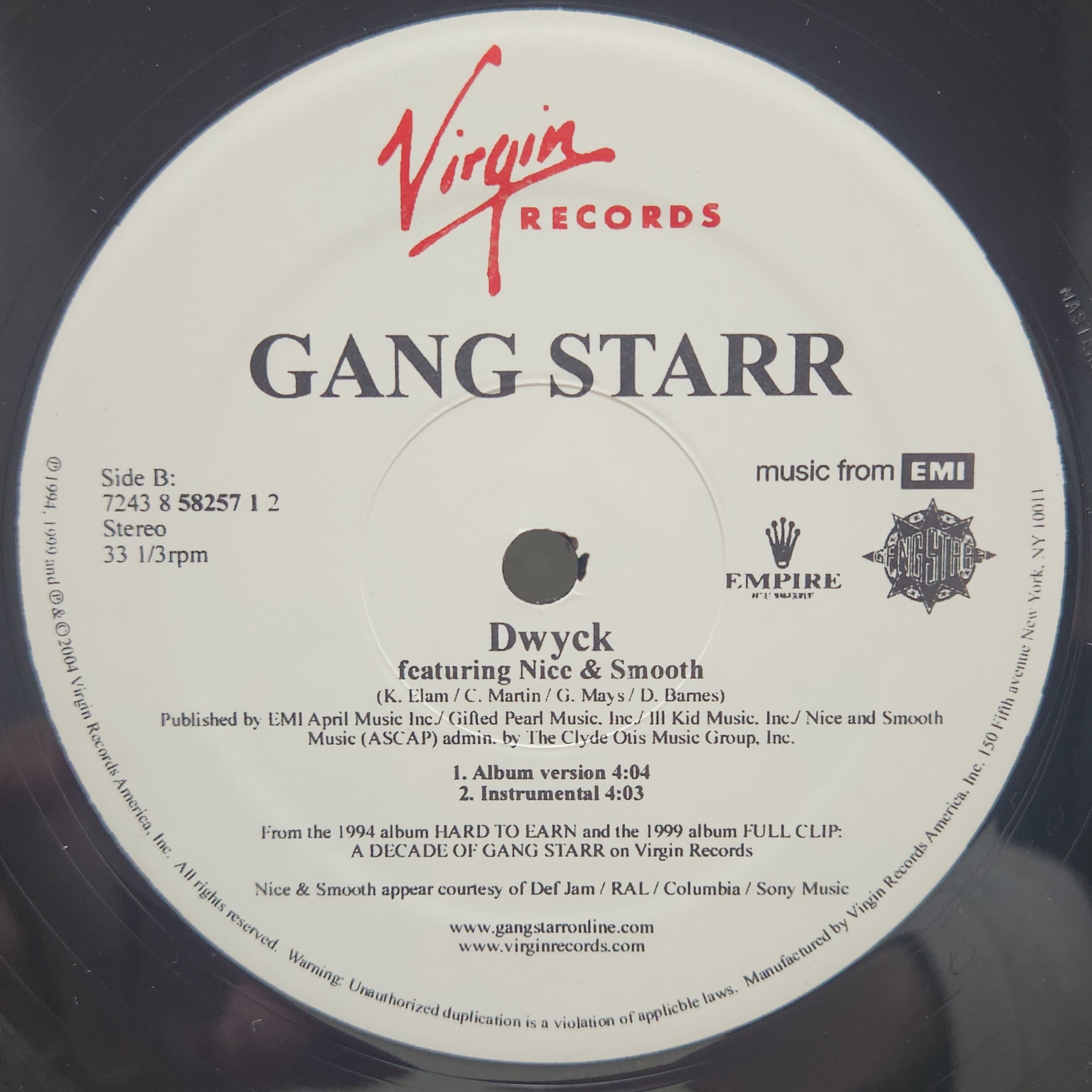 Gang Starr featuring Nice & Smooth / Dwyck [7243 8 58257 1 2] - 画像2
