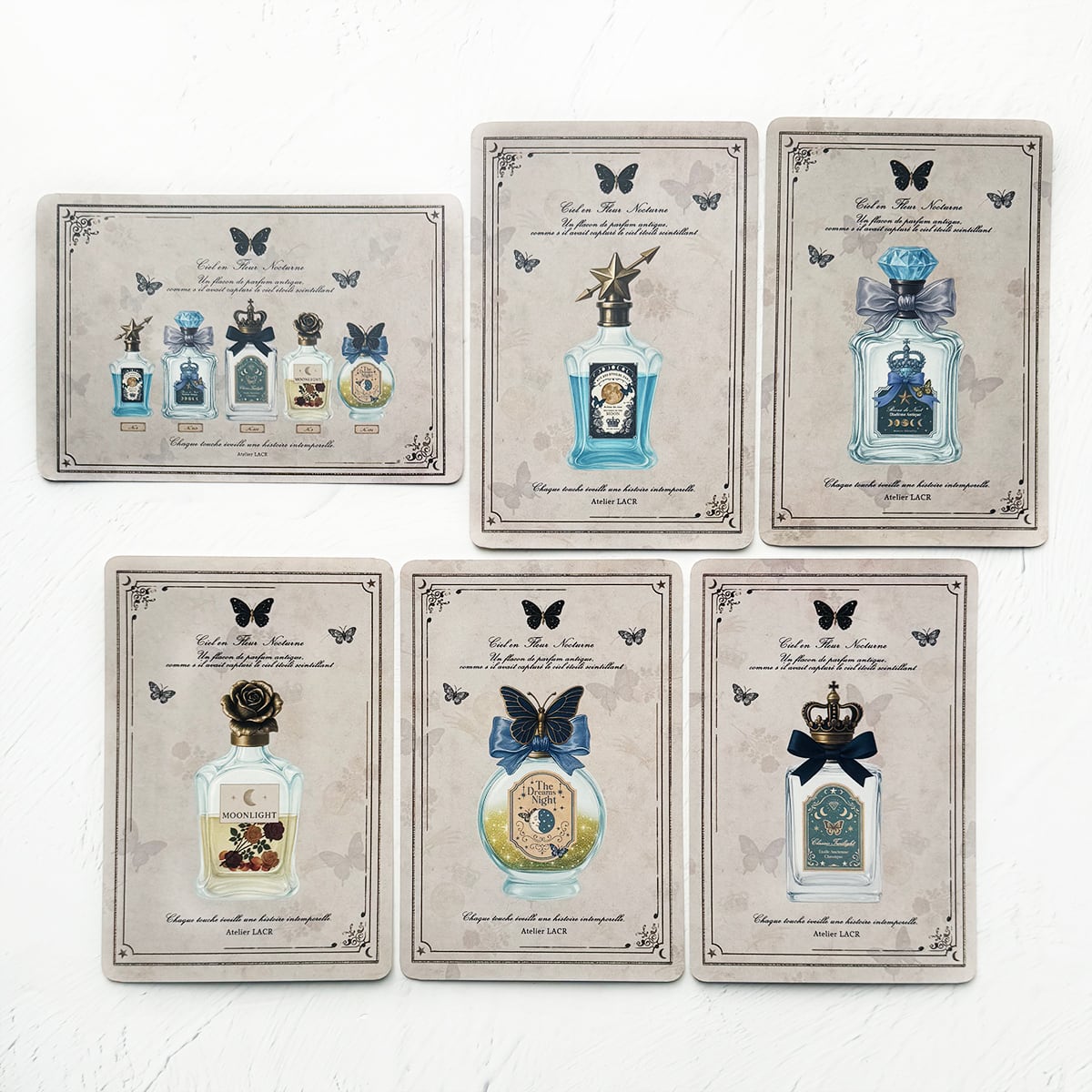 アンティークコラージュ香水瓶 ポストカード | LALA CloveR.幻想的雑貨