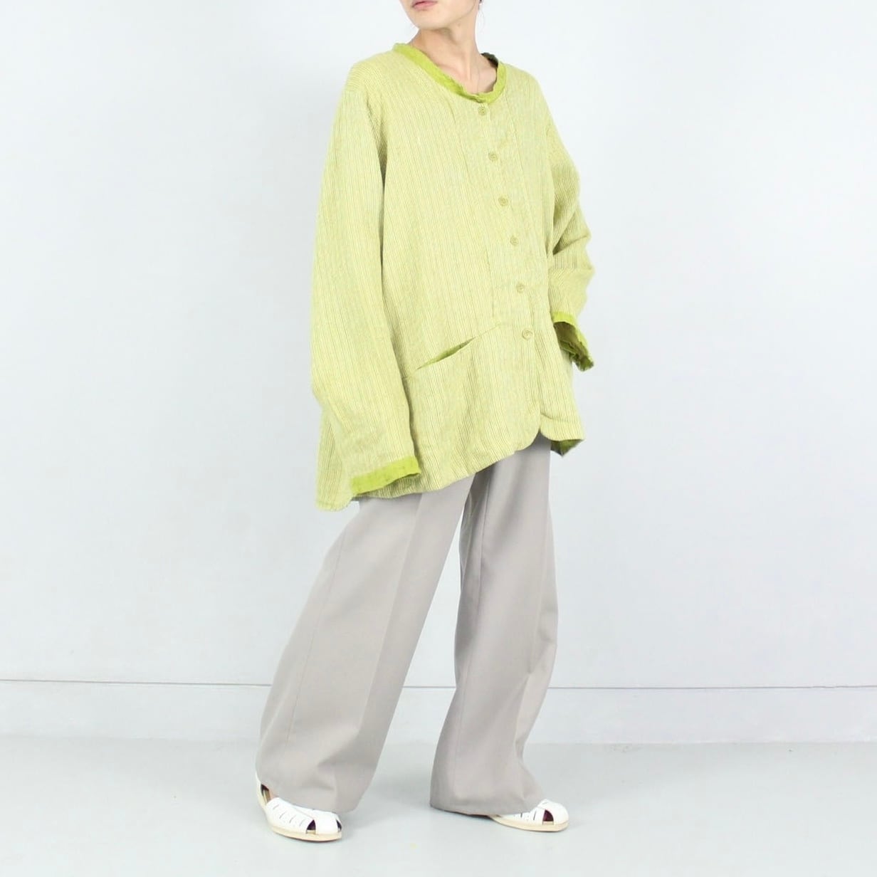 FLAX リネン サマーノーカラーシャツジャケット 【OT-2610】 | cv