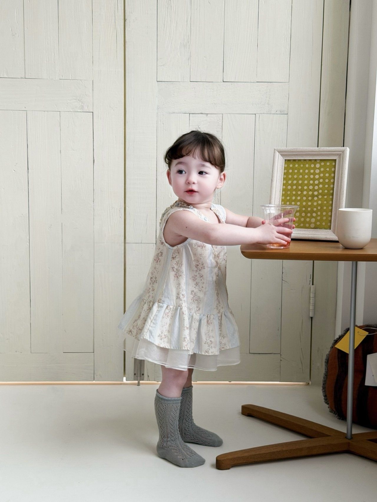 [my daughter] Flower Frill Sleeveless Top Dress / [마이다럴] 플라워프릴민소매원피스