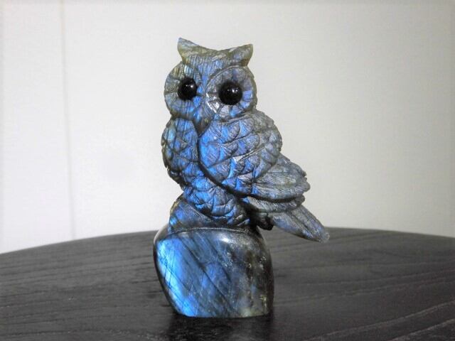 福を呼ぶ【送料無料】【高品質】ラブラドライトふくろう　no.2