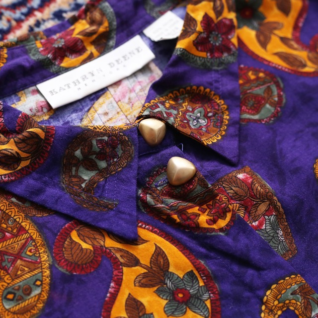 paisley flower pattern l/s rayon super big shirt 