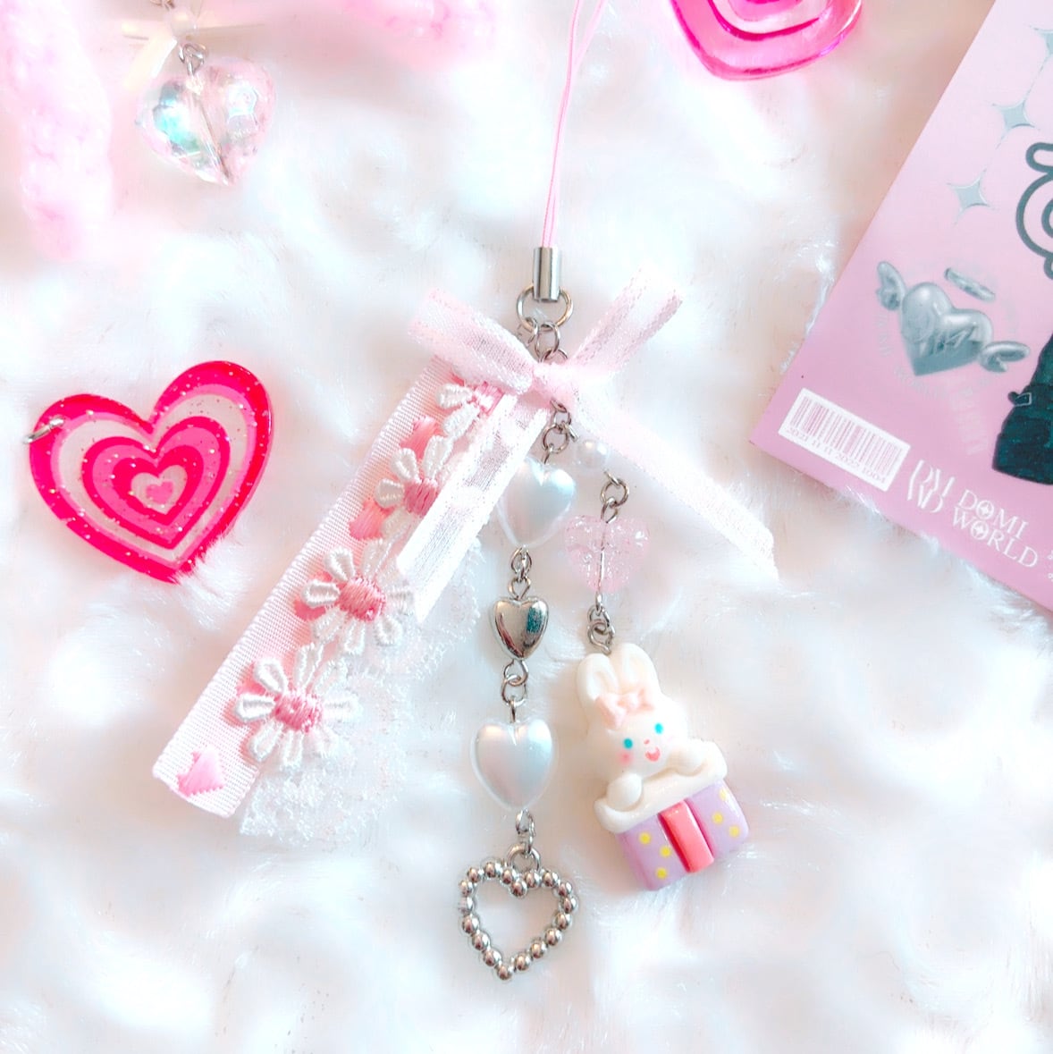 ビーズキーホルダー バレエコア リボン Y2K | Bora Booth