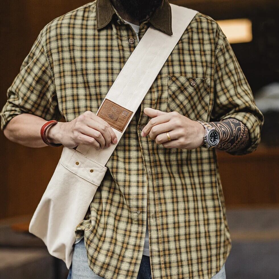 White Canvas Messenger Bag / ホワイト キャンバス メッセンジャー