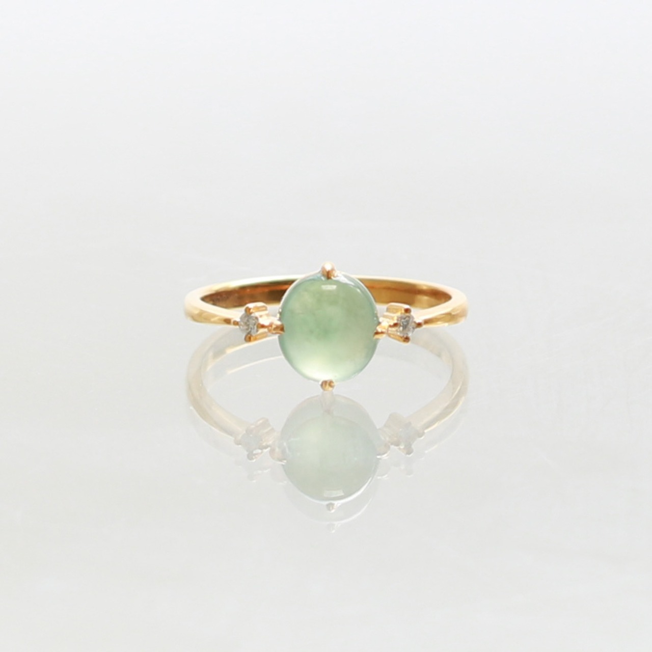 翡翠リング K10YG jade diamond A貨翡翠 jd_rg2202