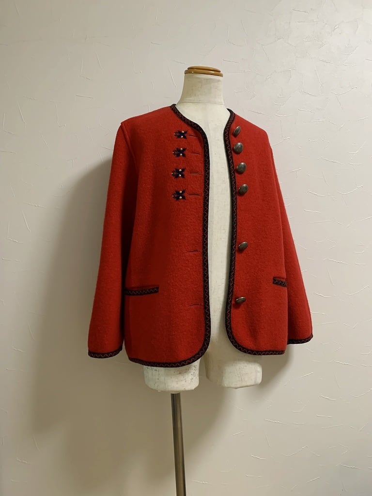 1980's Euro Embroidery No Collar Tyrolean Jacket