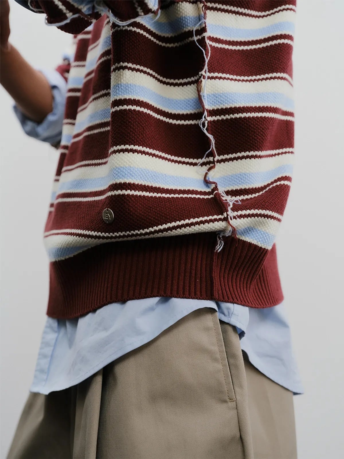 ☆RIIZE ウンソク 着用！！【IEY】MULTI STRIPE KNIT Burgundy | もごつ