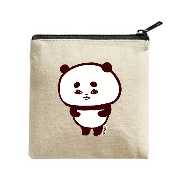 【まゆまろパンダ】キャンバスフラットポーチ
