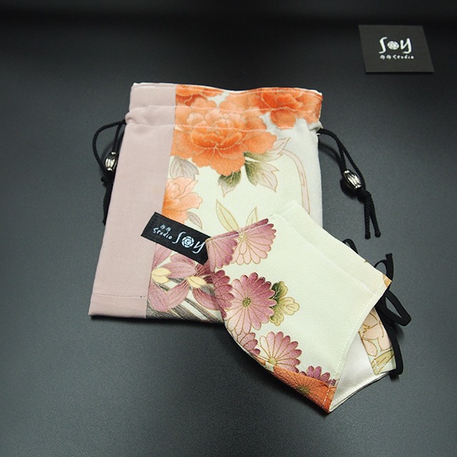 きものマスク＆巾着（戯れ14）