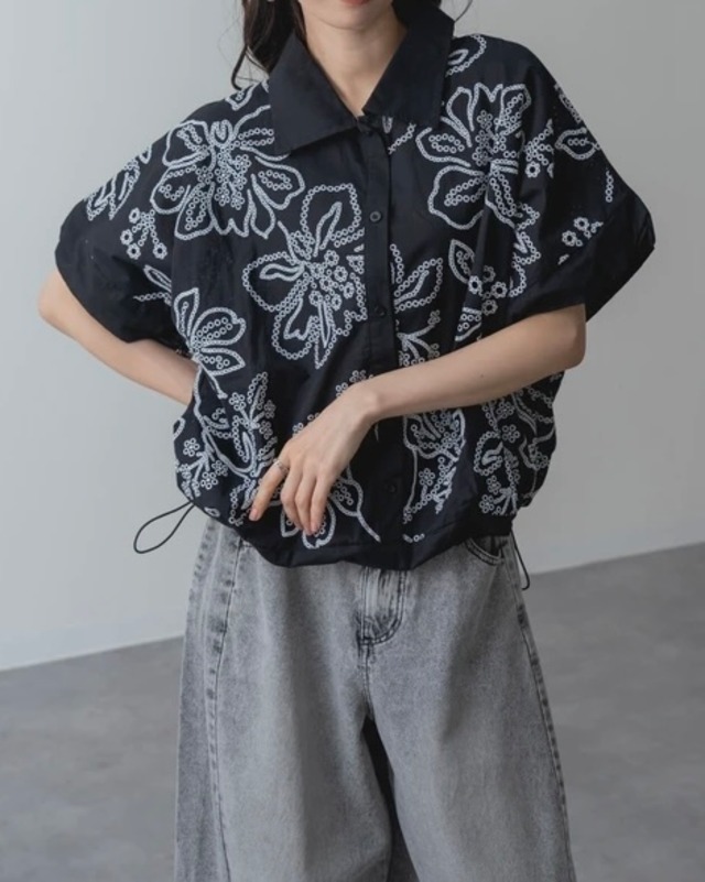 embroidery-style print blouse