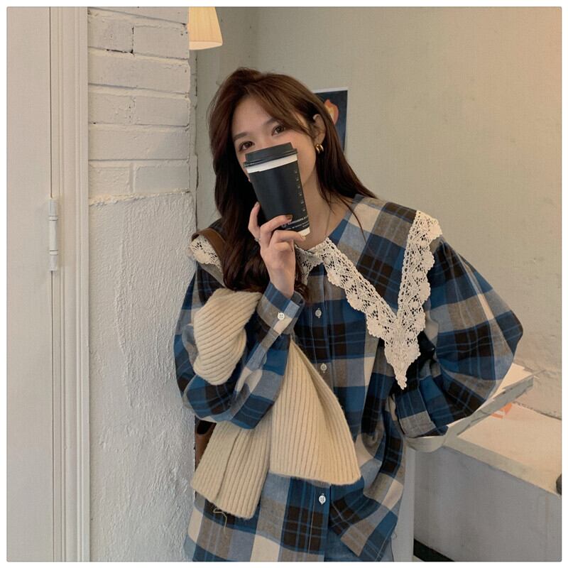 ギンガムチェック フリル長袖シャツ 全商品アイテム/トップス/シャツ