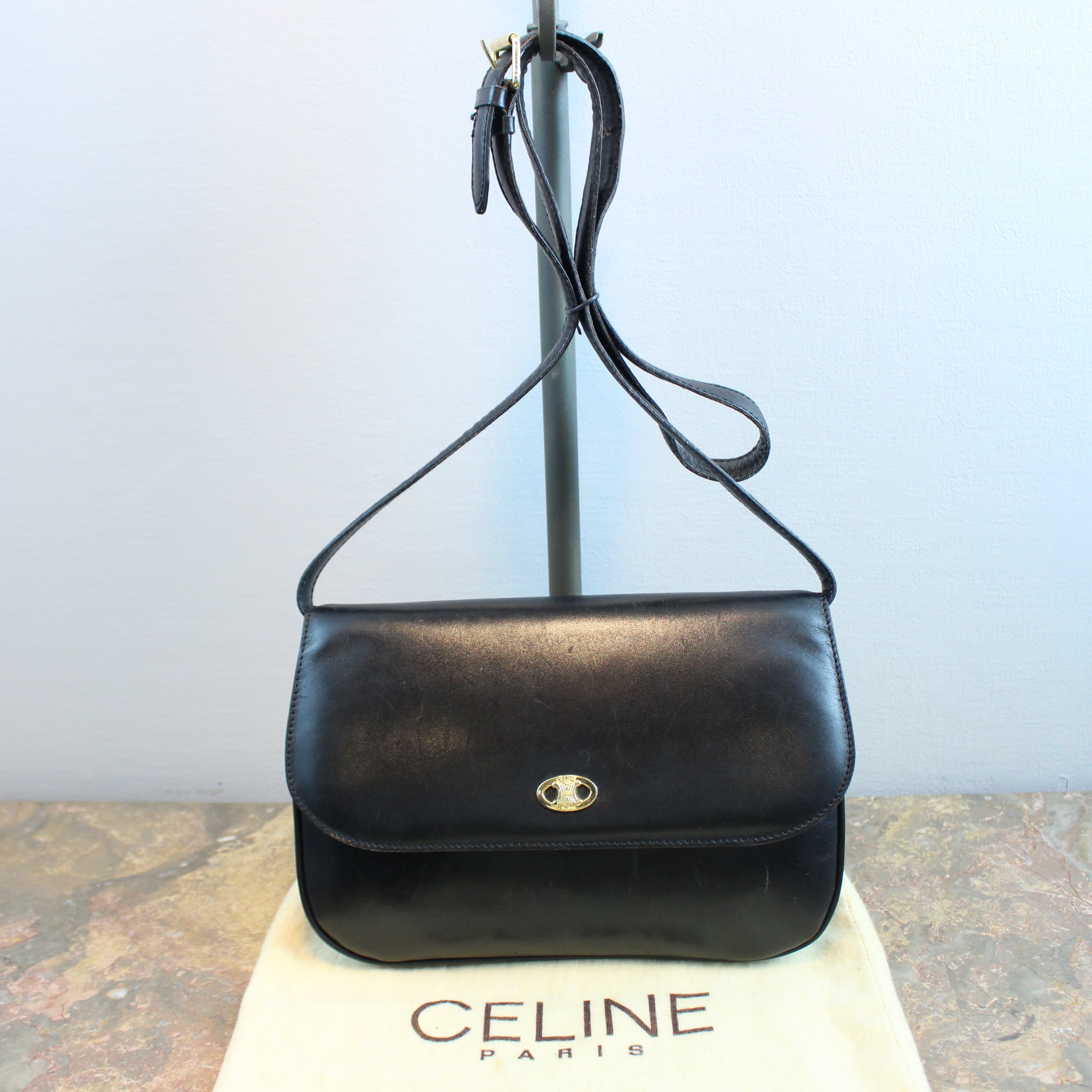 OLD CELINE METAL LOGO LEATHER SHOULDER BAG MADE IN ITALY/オールド ...