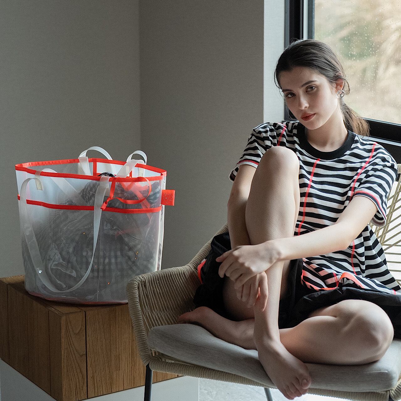 LINKABLE リンカブル フレアタグTシャツ(ボーダー)｜ボーダーリンガーT