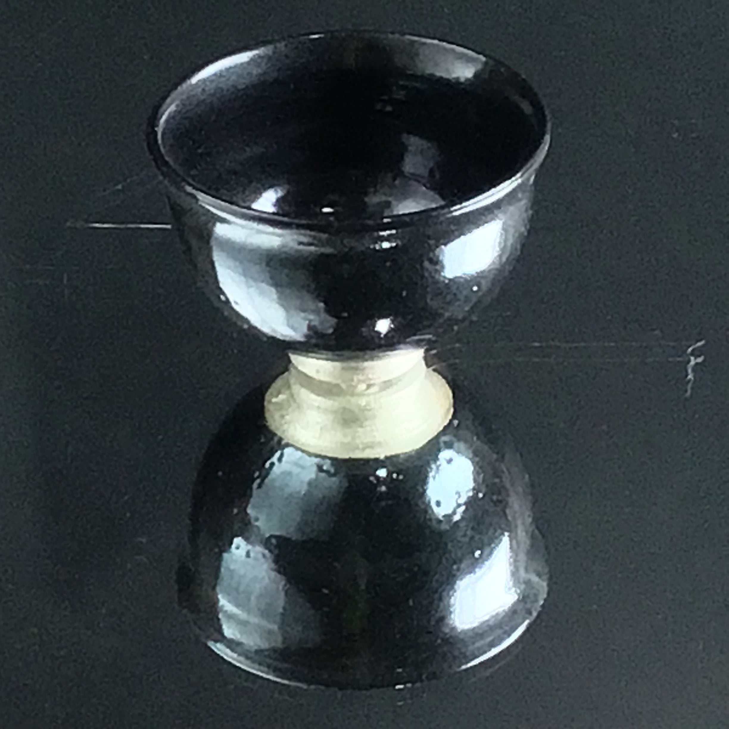 銀彩天目 盃 TENMOKU Glaze SAKE Cup with Silver Glaze | 陶芸家 田中
