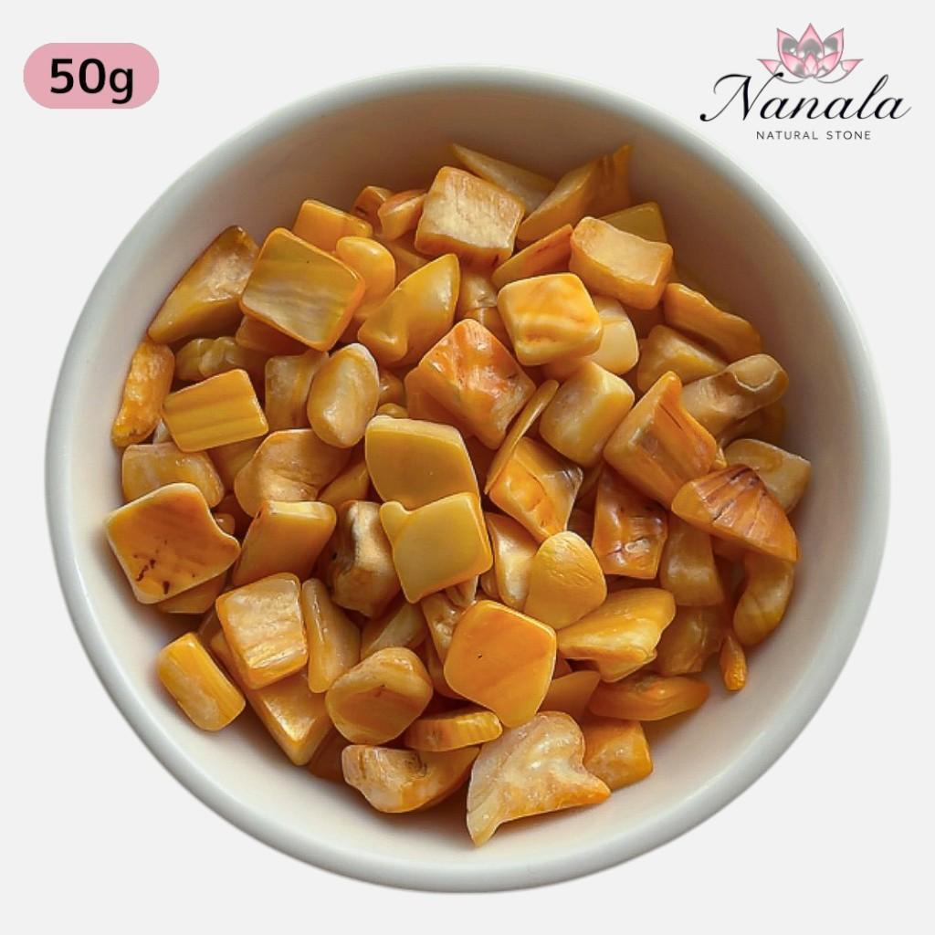 爽やかブルーの輝き ハンドメイド素材 染色シェルさざれ石50g | NaNaLa