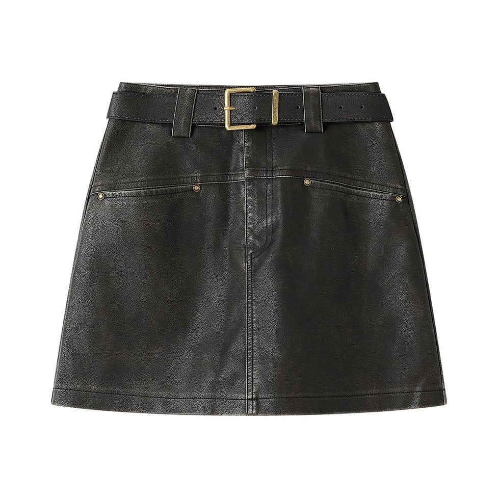 faux leather mini skirt / l0870