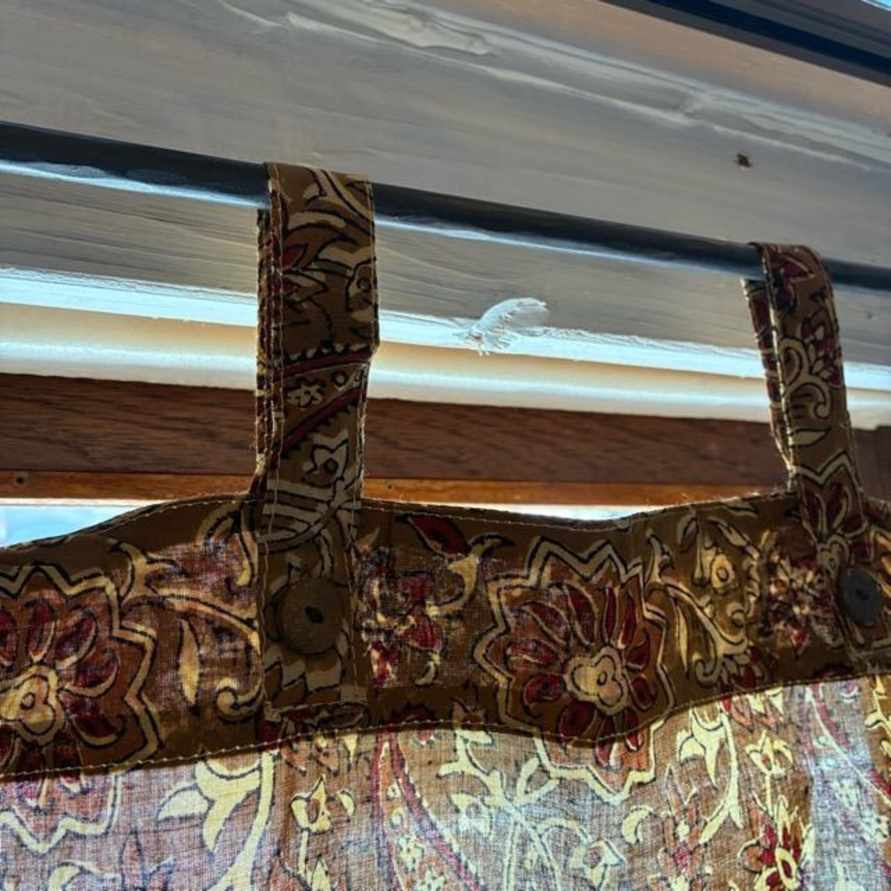 India Bagru print curtain　インド　バグループリントカーテン　105×178cm　ブラウン　カーテンポール　暖簾　レースカーテン　木版プリント　草木染め