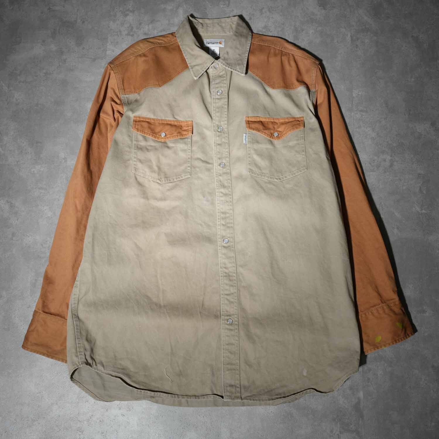 carhartt　ワークシャツ　ヴィンテージ　アメトラ　手書き Carhartt】Two-Tone Western Work Shirt / カーハート ウエスタン