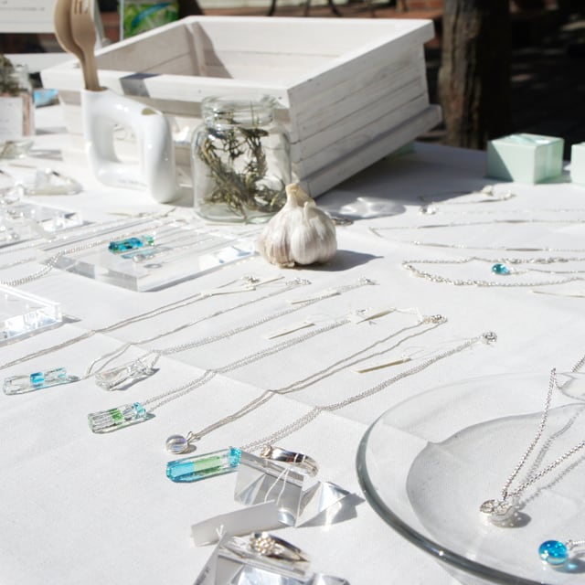 しずくガラスネックレスシルバーdrglcl1 | 銀工房wanling online shop