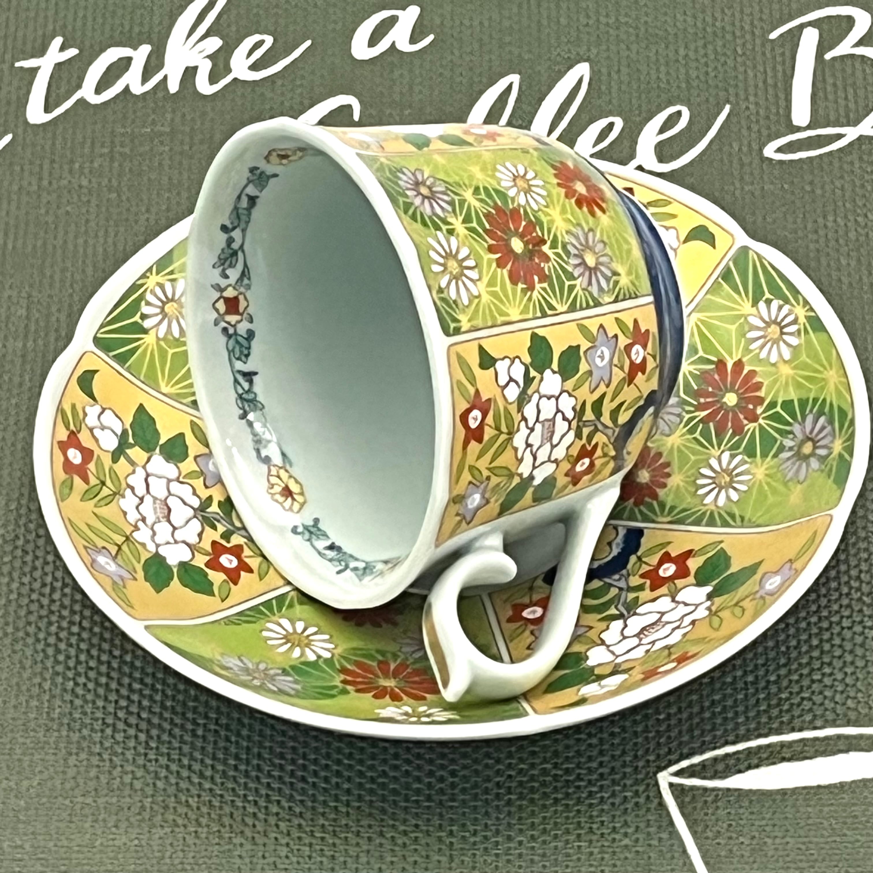 波佐見焼 錦古伊万里友禅菊絵 珈琲碗皿 カップ＆ソーサー | 有田焼