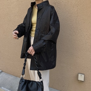 rough collar drawstring coat