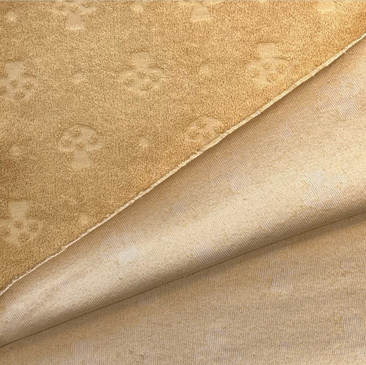 ★TB153-1◆1m◆綿100%パイルニット生地◆キノコ柄◆サンドベージュ系