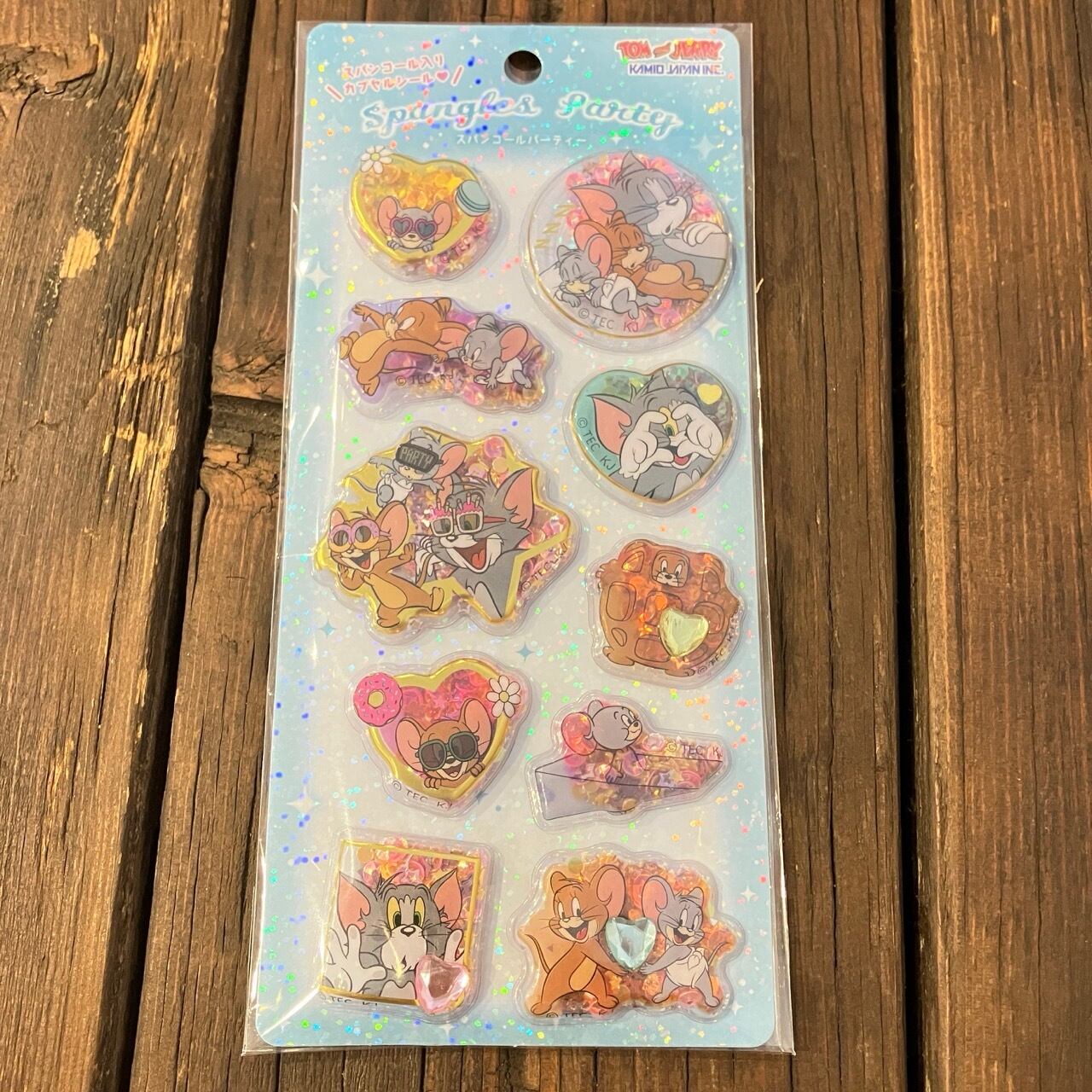 トムとジェリー×カミオジャパン ハローキティ スパンコールパーティーステッカー X15