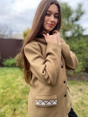 ウクライナ産カシミヤ手刺繍ジャケットコート　レディース