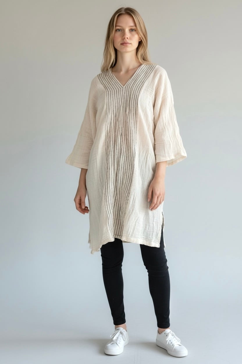 ダブルガーゼ チュニックドレス ナチュラル | Purushana