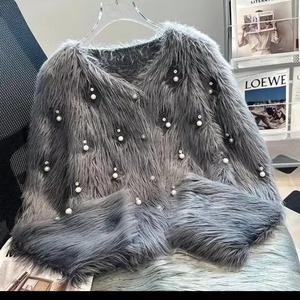 フェイクファー ショート丈 カーディガン