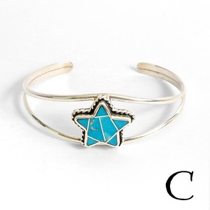 【INDIAN JEWELRY インディアンジュエリー】Navajo Turquoise star bangle James Maygoats ナバホ ターコイズスターバングル ジェームス・メイゴート作