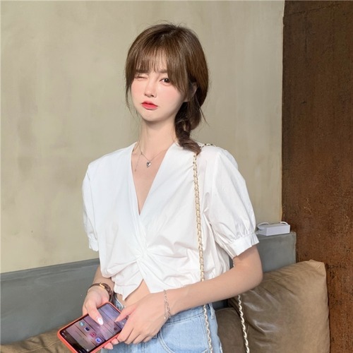 ✞ スタンダードVネックウエストすっきり☆着痩せスリーブショートシャツブラウスブラウス レトロ ✞ゴスロリ SM ミリ 甘ロリ クラロリ 和ロリ エレガント 黒ロリ 姫ロリ 華ロリ BB-BB1402761