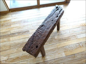 オールドチーク無垢材 プリミティブベンチ112cm 長椅子 古材家具 ダイニングベンチ ナチュラル 22kg 世界三大銘木