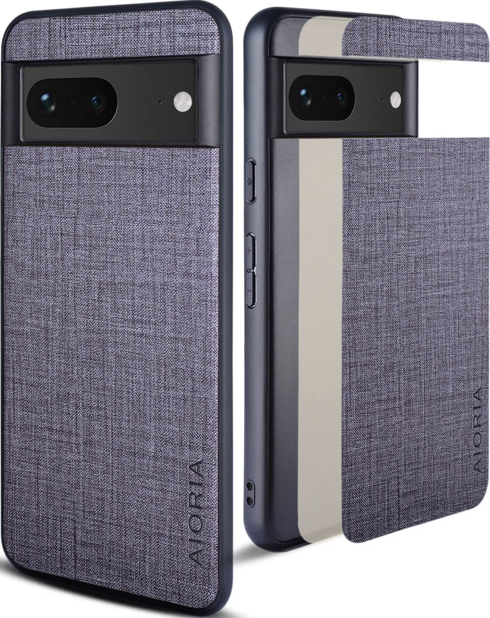 Aioria 互換性 ケース for Google Pixel 8 5G 生地パターンレザー高級に保護純色スマホケース (Gray, For Google Pixel 8)