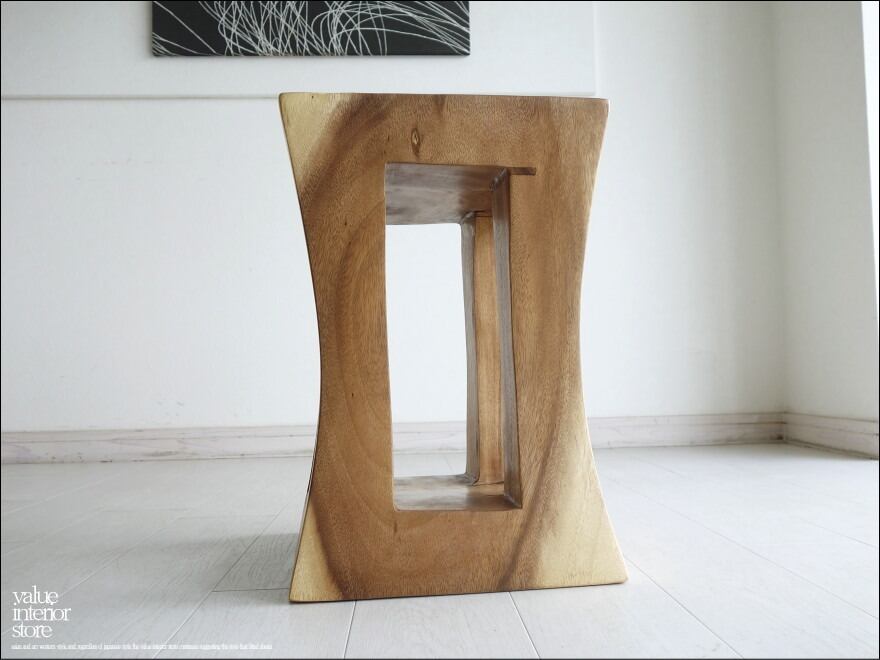 無垢材 ATENAIスツール イス 天然木 椅子 ベンチ 木製スツール ナチュラル 新品 天然木 モンキーポッド 削り出し 総無垢 17kg 送料無料