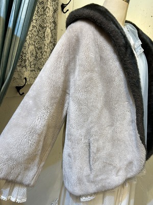 vintage black× gray twotone faux fur coat