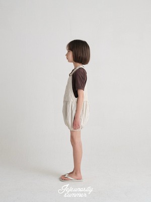 【jejeunosity】ブルームベリーオーバーオール25SM サロペット ベージュストライプ 80〜110cm
