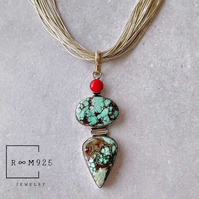 Vintage Old Navajo Turquoise Pendant 【J721】