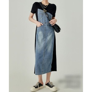 Denim Panel T-shirt One-piece 502558