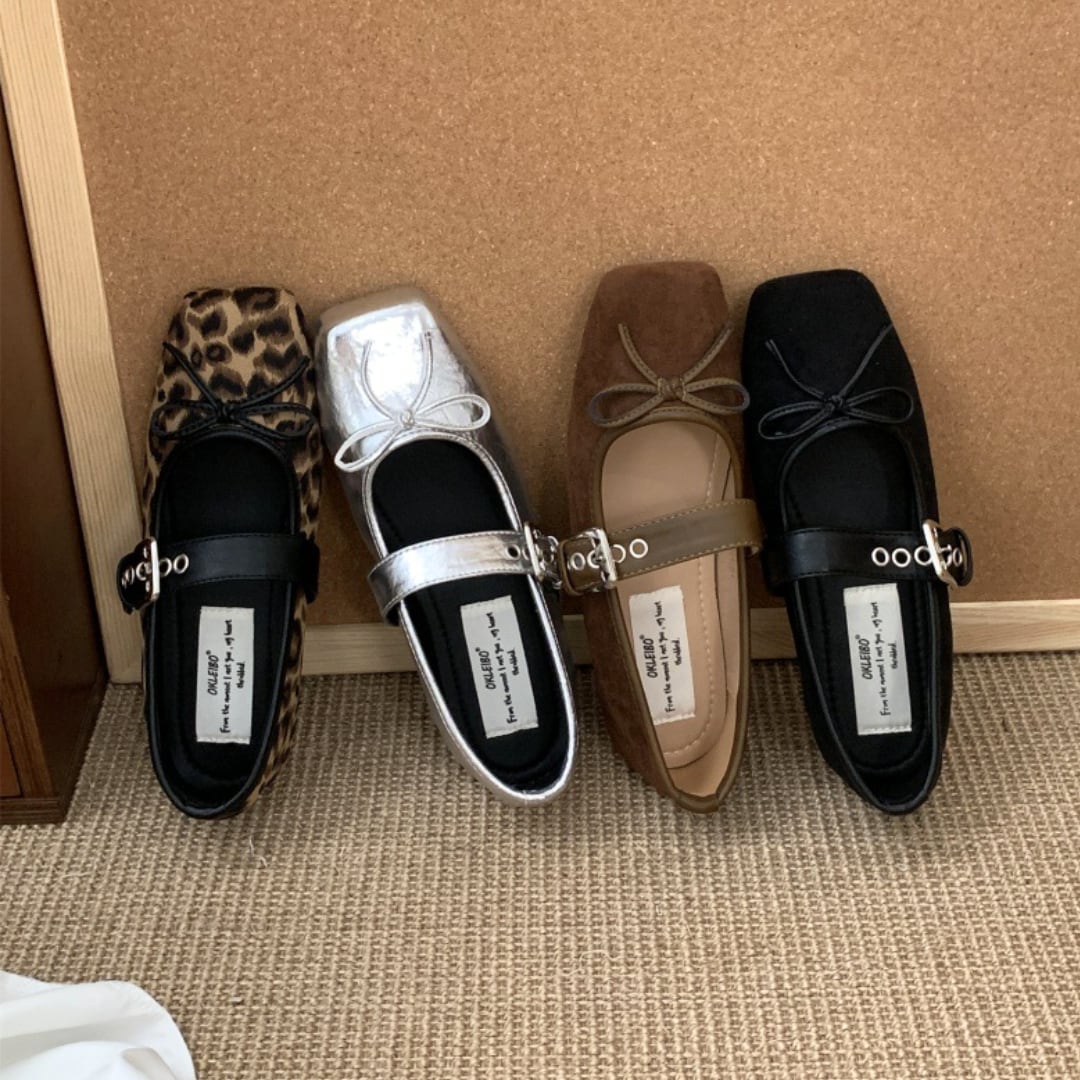 Square Toe Mary Jane Flats